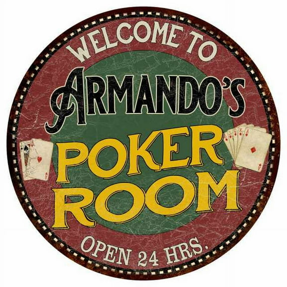 Armando's Poker Room 14" Round Metal Sign Kitchen Bar Wall Decor 100140034373