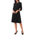 thumbnail image 2 of INSPIRE CHIC Women's Pleated Dress 3/4 Sleeve V Neck Belted 2026 Elegant Work A-Line Dresses XL Black, 2 of 5