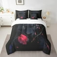 thumbnail image 2 of Leopard Comforter Set Queen 7 Piece Black Red Rose Floral Bed in a Bag Wildlife Decor for Home,Panther Cheetah Safari Animal Bedding Set with Fitted Sheet,Flat Sheet,Pillowcases & Shams, 2 of 5