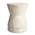 thumbnail image 3 of Hourglass Travertine Stone Finish Italian Design MgO Side Accent Table, 3 of 12