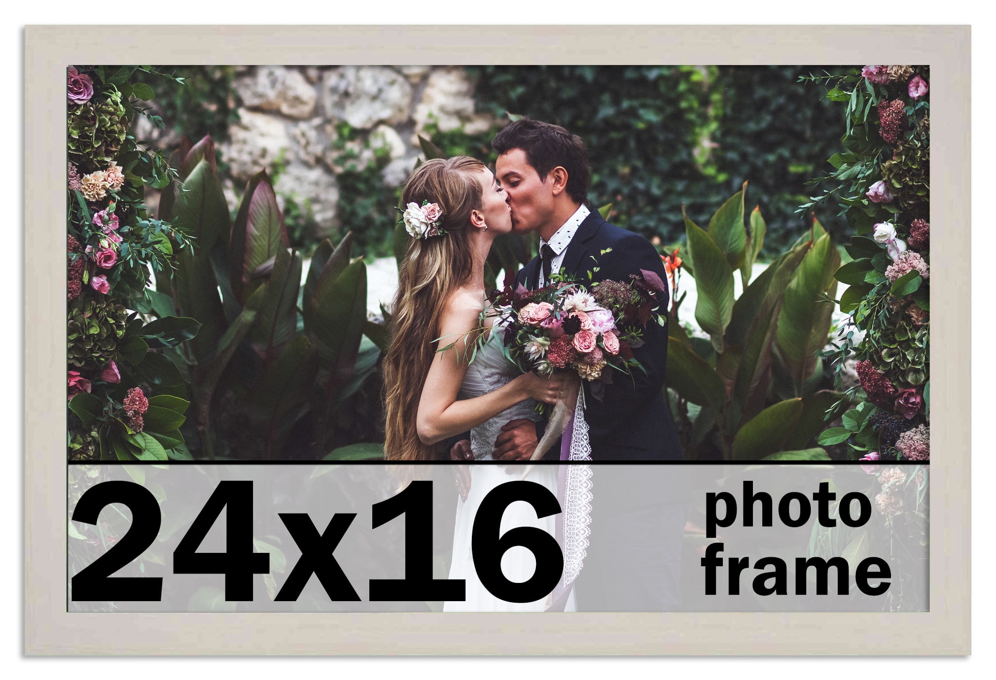 24x16 Frame White Wash Picture Frame Complete Modern Photo Frame Includes UV Acrylic Shatter