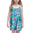 thumbnail image 2 of Nmnitkp Girl Dresses Cute Summer Dresses Ruffle Sleeve Tiered Swing Midi Casual Sundress with Pockets Multicolor,9 Years, 2 of 7