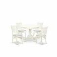 thumbnail image 2 of East West Furniture 5-Piece Dining Table Set- 4 dining room chairs and Wooden Dining Table - Linen Fabric Seat and Slatted Chair Back (Linen White Finish), 2 of 10