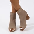thumbnail image 3 of SACFOF Peep Toe Booties for Women Knit Pointed Toe Chunky Block Heels Breathable Sandals Summer Casual Slip On Dress Sock Booties US5-11, 3 of 5