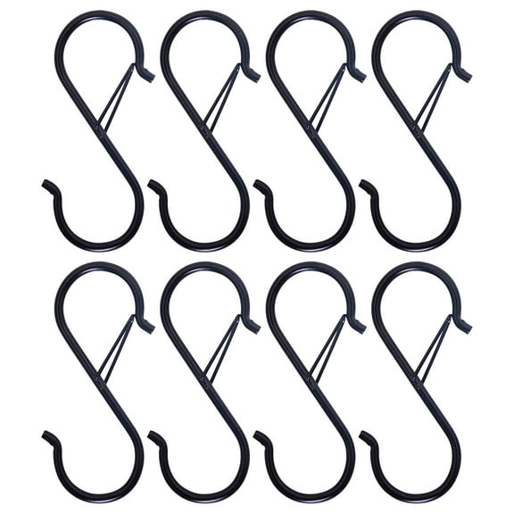 LACKUST Small S Shape Hook on Sale,8 Pcs S Hooks for Hanging S Shaped Hooks for Kitchen Utensil and Closet Rod,Black
