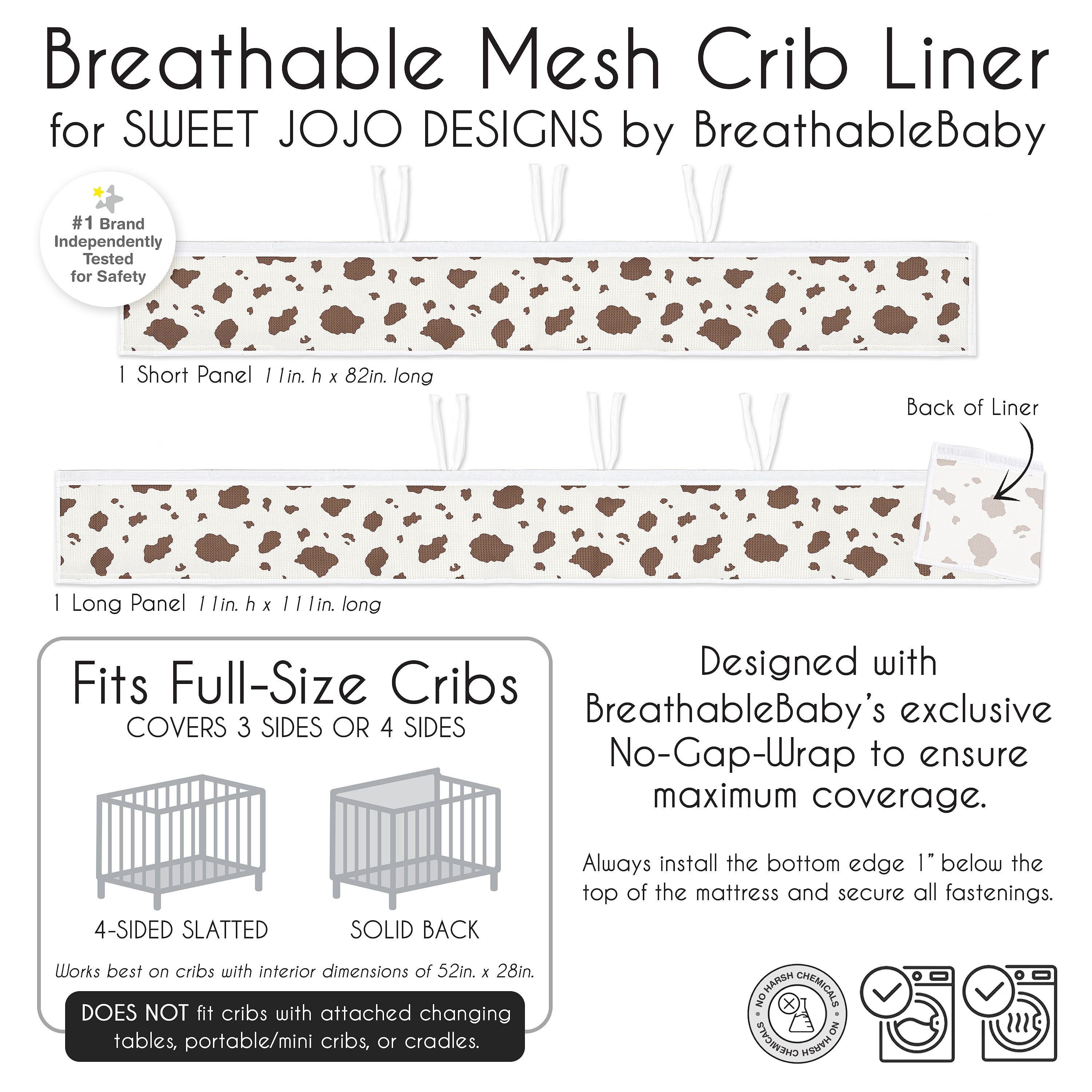 Sweet Jojo Designs + BreathableBaby Wild West Cowboy Off White Brown Breathable Mesh Crib Liner Pad