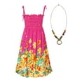 thumbnail image 2 of YONGHS Kids Girls Bohemian Dresses Sleeveless Straps Flower Printed Summer Beach Sundress with Necklace Type E 8-10, 2 of 7