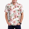 thumbnail image 5 of Yiaed Lilies FlowersPrint Men's Short Sleeve Polo Shirt,Golf Polo for Men Three-Button Golf Shirt Athletic Casual Collared T-Shirt- Large, 5 of 7