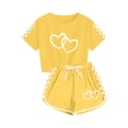 thumbnail image 6 of Juslio 2-Piece Kids Comfortable Girls Crew Neck Hearts Print T Shirts Tops+Elastic Waist Shorts Breathable Outfits Sets 10 Years, 6 of 8
