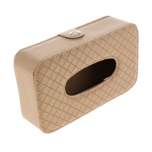Caja de toallitas húmedas Tissuebox Caja de pañuelos cosméticos Dispensador de pañuelos con superficie de material cuero , paño de franela interior Beige DYNWAVEMX soporte para pañuelos para automóvil