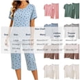thumbnail image 4 of Bovxnpu Women's Pajamas Set Cotton Loose Floral Short Sleeve Capris Pants Pajamas Set, 4 of 6