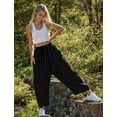 thumbnail image 4 of Womens Linen Wide Leg Pants Casual Loose Drawstring Summer Beach Travel Vacation Palazzo Harem Pants with Pockets, 4 of 4