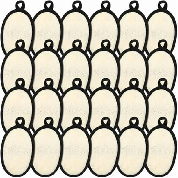 wonima11 24 Pcs Loofah Pack Loofah Pads Bulk for Facial Exfoliating Body Bath Shower Mini Sponge Pads Natural Scrubber Brush for Men Women Spa and Travel(Black)