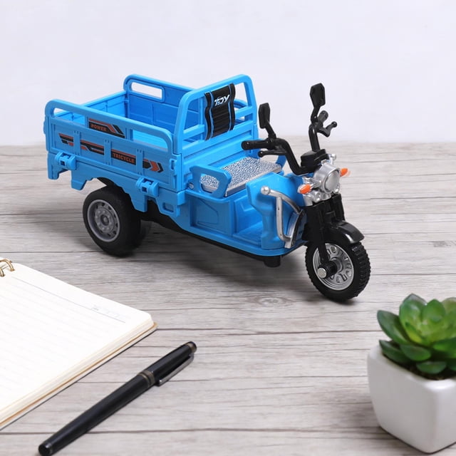 BELOVING Tricycle Jouet à Rétrofriction Voiture à Friction Éducative Précoce Mignonne à Trois Roues Bleu