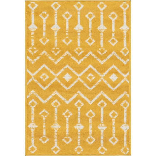 Unique Loom Marocain Treillis Zone Tribale Tapis 2' 2 x 3' Rectangle Jaune/ivoire