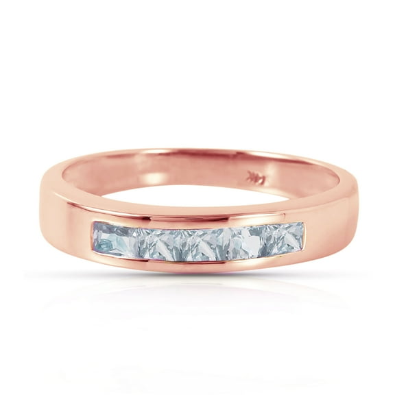 Galaxy Gold 14K Rose Gold Natural Aquamarines Ring - March Birthstone - Courage & Clarity - Sizes 5.5 to 11 - Fine Jewelry for Women