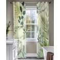 thumbnail image 4 of Green Blue Leaves Sheer Curtains 63 Inch Length 2 Panels Set for Living Room/Bedroom, Summer Botanical Farmhouse Watercolor Leaf Kitchen Curtains Grommet Curtains Window Treatments 42"x63"x2, 4 of 7