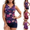 thumbnail image 2 of Jacenvly Plus Size Swimsuit for Women Swimdress Two-Piece Swimwear with Tankini Top Bathing Suits Navy, 2 of 9