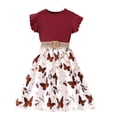 thumbnail image 1 of 2DXuixsh Robe de Danse pour Filles Mignonne Printemps Été Robe pour Enfants Manches Volantes Imprimé Papillon Robe de Princesse Rouge Taille 150, 1 of 7