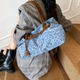 thumbnail image 2 of Hfppkn Leopard Print PU Leather Slouchy Tote Bag Short Handle Underarm Shoulder Handbag for Women 36x12x20cm Blue, 2 of 7