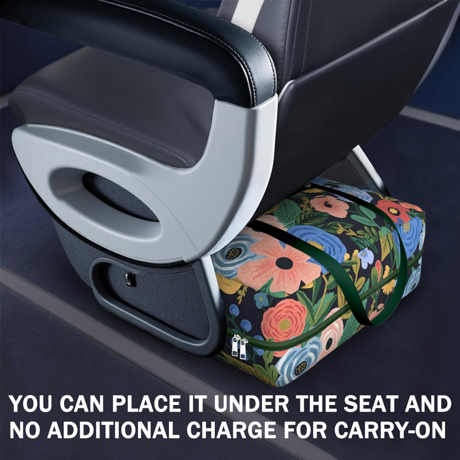 For Spirit Airlines Personal Item Bag 18x14x8 Inch, Floral Weekender Travel Bag, Foldable Travel Duffel Bag Underseat Carry on Bag with Luggage Sleeve for Women and Men 30L