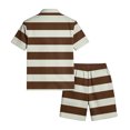 thumbnail image 6 of Hearthz Men's 2 Pieces Outfits Casual Striped Print Short Sleeve Shirts and Shorts Summer Casual Beach Tracksuit with Pockets, 6 of 6