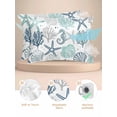 thumbnail image 2 of Blue Teal Coastal Pillow Cases Queen Size Set of 2, Smooth Satin Pillowcase for Hair and Skin, Summer Beach Starfish Coral Nautical Decorative Cooling Bed Pillow Covers with Zipper, 20x30 Inches, 2 of 3