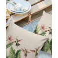 thumbnail image 3 of Outdoor Waterproof Pillow Covers Pack of 2, Summer Plants Green Bird Pink Flower Linen Texture Decorative Throw Pillowcases Cushion Covers for Garden Patio Tent Sofa Couch, 20x20 inch, 3 of 8