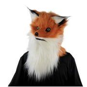 Way to Celebrate Adult One Size Halloween Mask Animalistic Jaw Motion Orange Fox Mask with Moving Mouth with Fur Plastic Costume Halloween Mask Accessory