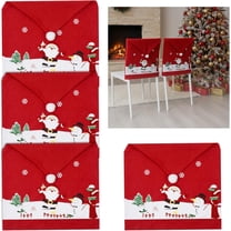 4PCS Christmas Chair Back Covers, Xmas Holiday Dining Chair Slipcovers Tree Snowman Chairs Cover Christmas Chairs Decorations for Dining Room Christmas Festival Decoration