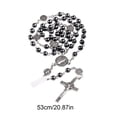 thumbnail image 3 of Black Rosary for Men, Black Cross Necklace, Rosary Necklace for Men, Black Obsidian Bead Necklace, Long Cross Pendant, Neutral Communion Prayer Necklace, 3 of 6