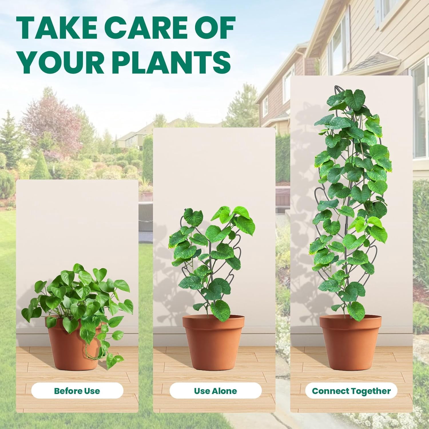 FICISOG 3 Pack Garden Trellis for Climbing Plants, 59" x 16" Large Metal Outdoor Decorative Potted Trellises for Vegetable Flower Rose Vines Cucumber Plant Support