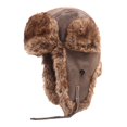 thumbnail image 2 of Sombrero de de invierno con orejeras PU Cálido a prueba Gorros resistentes al frío Sombreros café botón Zulema Sombrero de soldado de invierno, 2 of 6