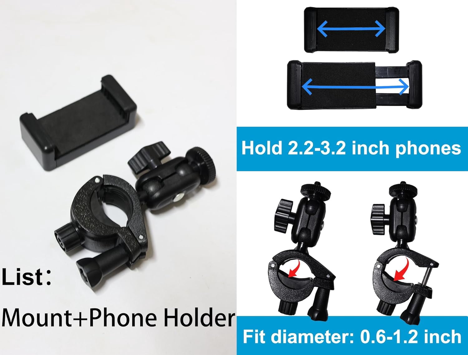 MKEUDQ-Phone Holder for Mic Stand Clamp for Music Microphone Stand Smartphone Mount Multi Angle 360° Swivel