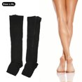 thumbnail image 2 of Bas de Compression en Nylon Design à Fermeture Éclair Favorisent la Circulation Sanguine Bas de Compression à Bout Ouvert Noir L/TG, 2 of 5