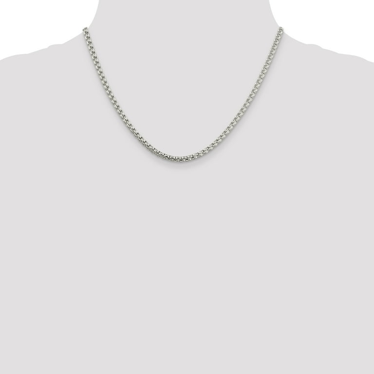 Box Chain Necklace in Sterling Silver, 3.6mm