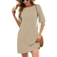 thumbnail image 6 of Summer Dresses for Women Plus Size, Women's Casual Summer Dress Spring Short Sleeve Dress With Pockets Beach A Line Casual Dress(Khaki,XL), 6 of 9