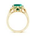 thumbnail image 2 of Rosec Jewels Oval Cut Created Emerald Solitaire Ring with Diamond for Women (10X14 mm), 18K Yellow Gold, US 7.00, 2 of 9