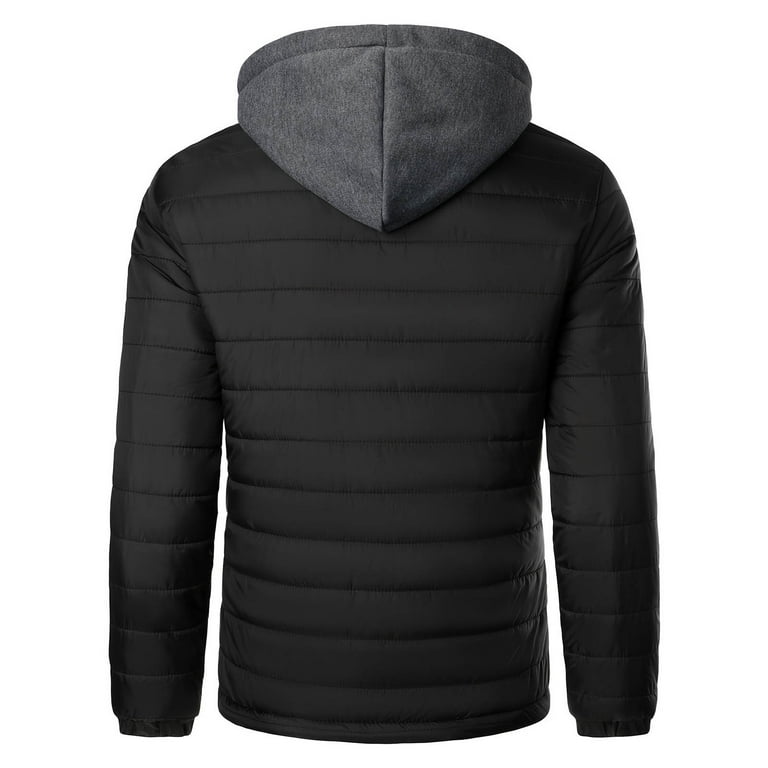 Coats Men Zip Up Jacket for Men Hooded Jacket Mens Jackets Lightweight Jacket Men Casual Warm Coat Men Solid Fashion Long Sleeve Closure Outwear Coat Jacket Walmart