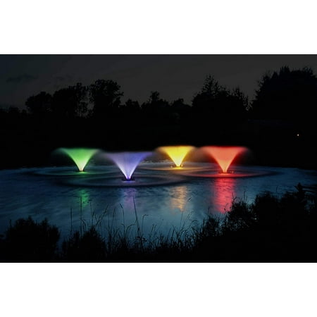 Kasco Marine Aerating Fountain LED Lights w/Color-Changing- 1 HP - 050ft Cord - RGB-LED Light With Remote- 4400VFX050  RGB3C5-050 | Floating Fountain with Lights | Pond Lights Package W/Fountain