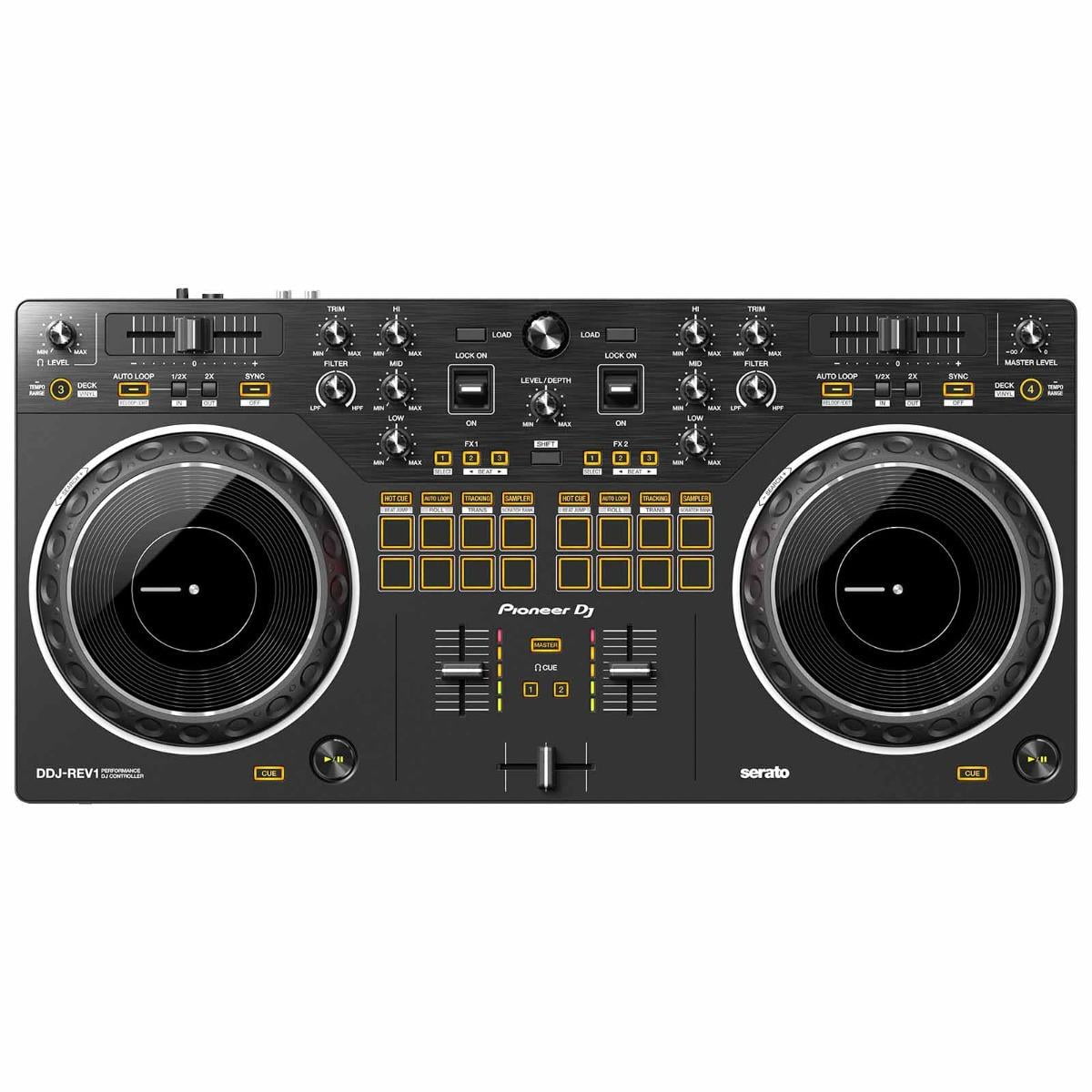 Pioneer DJ DDJ-REV1 Scratch Style 2-Channel DJ Controller for Serato DJ Lite with Case & Cover Package