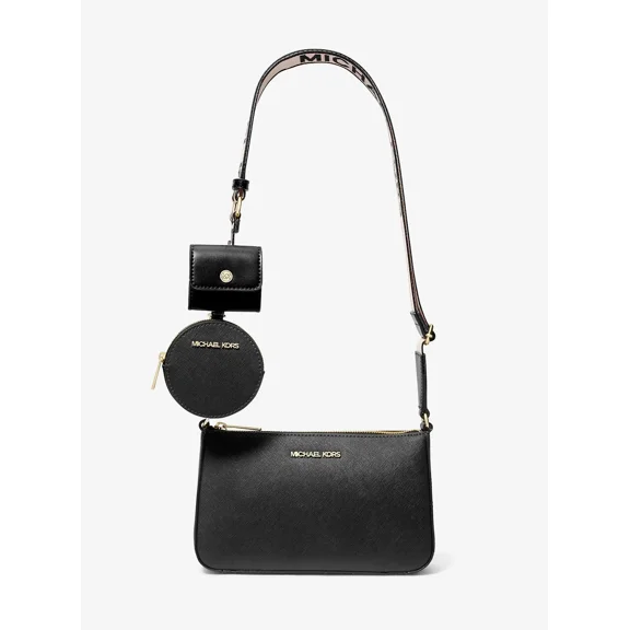 Michael Kors Women’s Jet Set Saffiano Leather Tech Crossbody Bag, Black