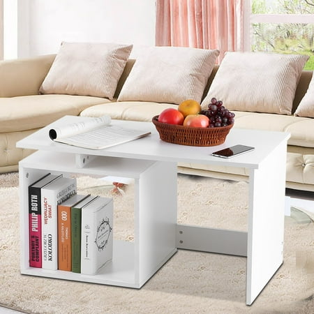 Walfront Modern Stylish Coffee Tea Table Living Room Tables With Base Storage Shelf