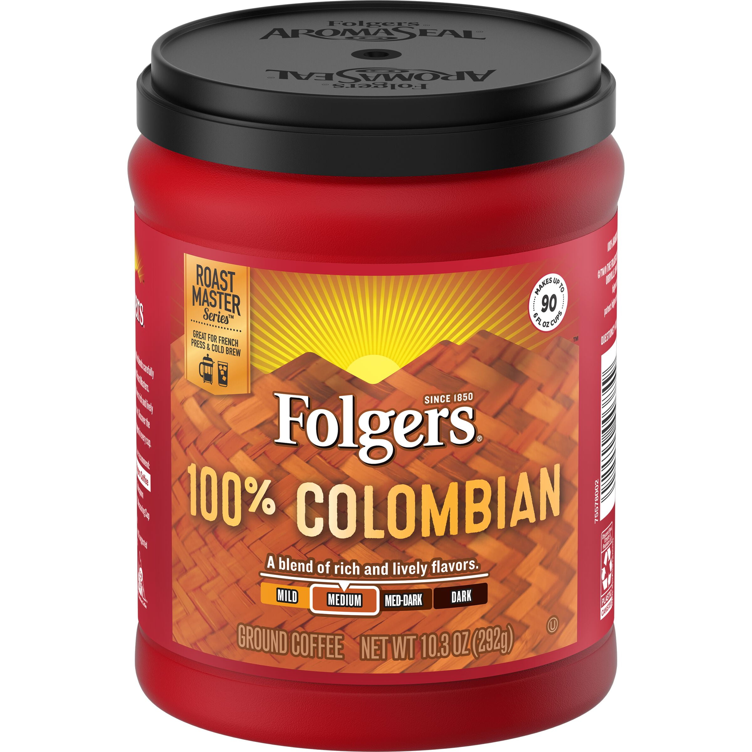 Folgers Colombian Ground Coffee, MediumDark Roast, 10.3