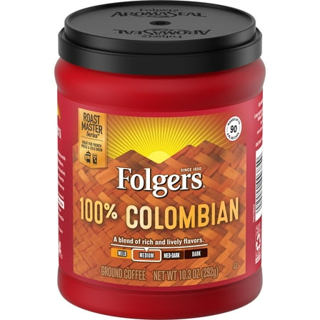 Folgers Colombian Ground Coffee, Medium-Dark Roast, 10.3-Ounce