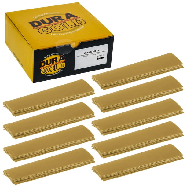 DuraGold Premium 1" x 4" Gold Sandpaper Micro Sheets, 600 Grit (Box of