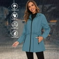 thumbnail image 2 of Clearance! Baqcunre Women's Clothing, Rain Jackets for Women Waterproof Packable Hooded Rain Coat Lightweight Windbreaker with Pocket Valentines Day Gifts, 1PC top Sky Blue L, 2 of 4