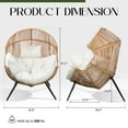 thumbnail image 7 of Walsunny Egg Chairs Outdoor Patio Wicker Oversized Egg Shell Lounger Lawn Chair with Cushion for Indoor Outside Porch Balcony Backyard, Original Wood Color Rattan Beige Cushion, 7 of 7