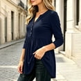 thumbnail image 5 of Women's Casual Long Sleeve Peplum Tops V Neck Button Front Shirts Soft Loose Fit Tunic Blouse with Flattering Waist Design Lightweight Everyday Wear Top for Work Travel and Weekend Outfits, 5 of 7