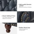 thumbnail image 5 of Traditional Genuine Leather Push Back Wingback Recliner Chair Tufted with Nailhead Trims and Solid Wood Legs for Living Room Navy, 5 of 8